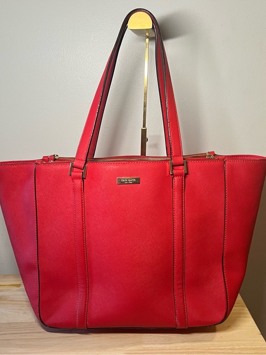 kate spade Handbags - kate spade red leather tote with gold hardware EUC